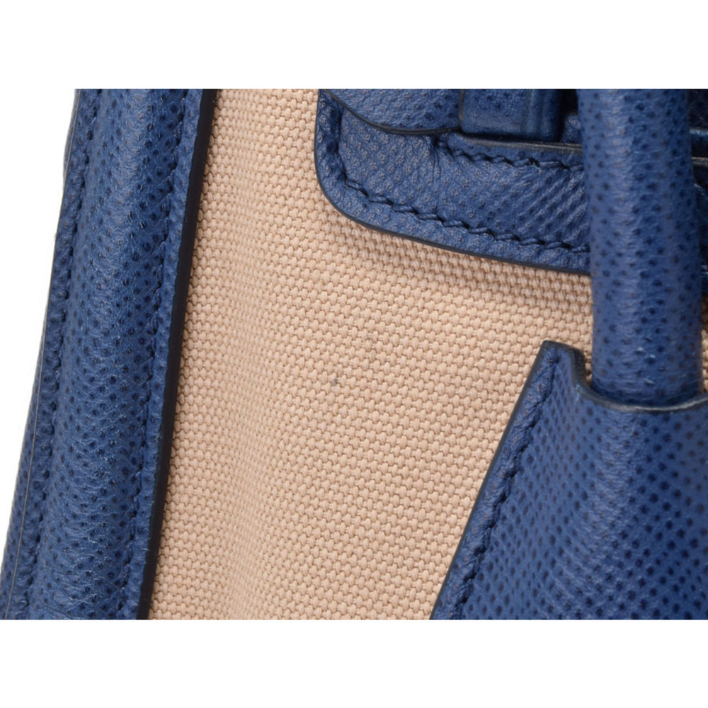 Prada bag Tote blue beige Saffiano canvas Cuir Double - Picture 7 of 11